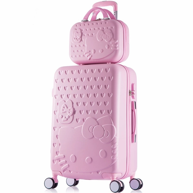 14 26Inches Abs Pc Hardscase Hello Kitty Travel Luggage Sets On Universal Wheels,Girl Pink Mint