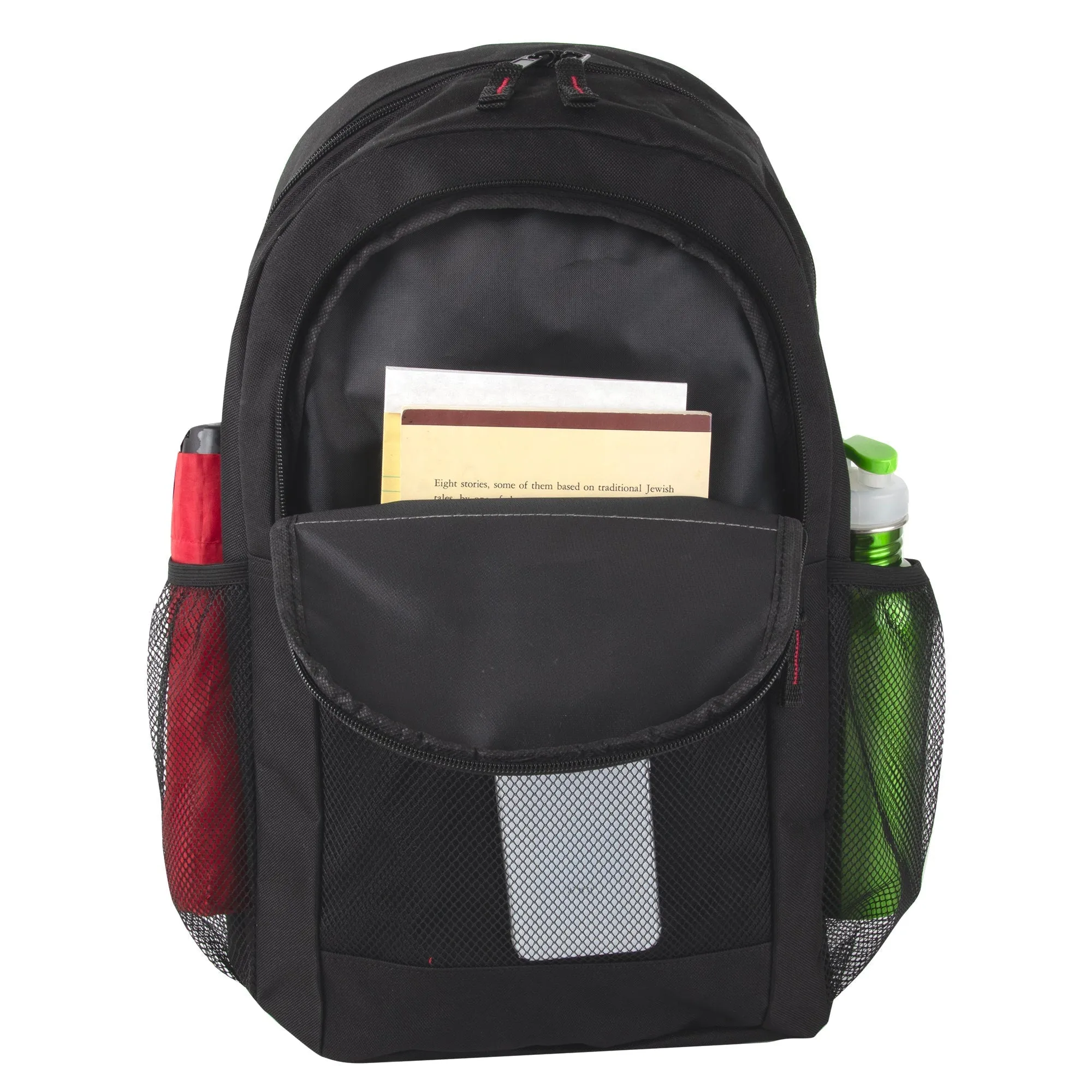 18 Inch Multi-Pocket Reflective Backpack -  Black
