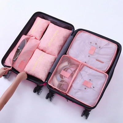 2017 New 7PCS/Set High Quality Oxford Cloth Travel Mesh Bag In Bag Luggage Organizer Packing Cube
