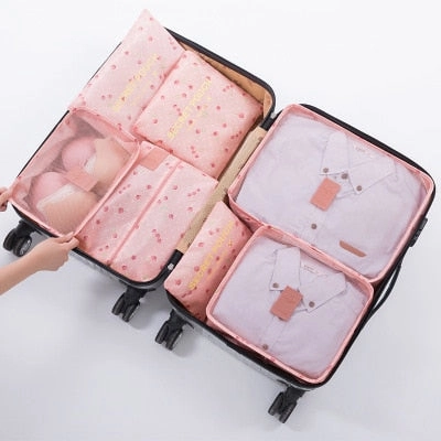 2018 New 7PCS/Set High Quality Oxford Cloth Travel Mesh Bag In Bag Luggage Organizer Packing Cube