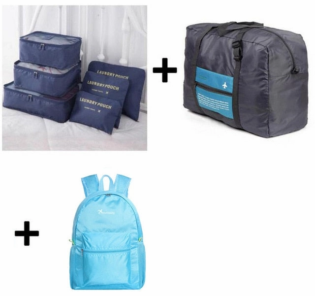 2019 6pcs/set Travel Bags Packing Cubes Organizer Folding Bag Bags Plus Travel Handbags Travel Bags