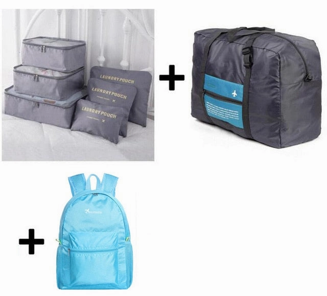 2019 6pcs/set Travel Bags Packing Cubes Organizer Folding Bag Bags Plus Travel Handbags Travel Bags