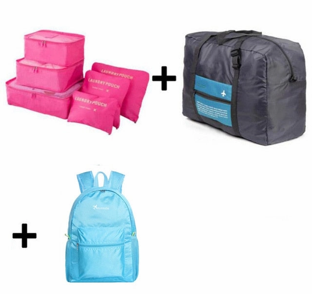 2019 6pcs/set Travel Bags Packing Cubes Organizer Folding Bag Bags Plus Travel Handbags Travel Bags