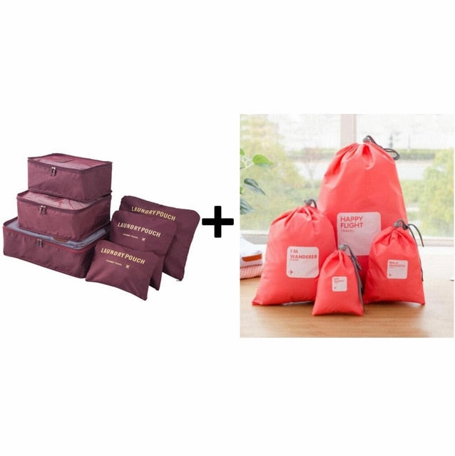 2019 6pcs/set Travel Bags Packing Cubes Organizer Folding Bag Bags Plus Travel Handbags Travel Bags