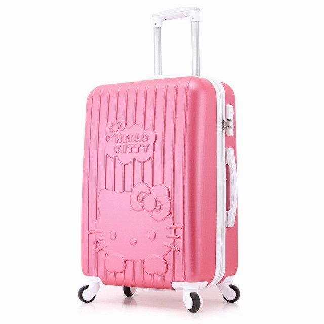 20Inch Women Hello Kitty Travel Suitcase,Spinner Bag Hello Kitty,Abs Luggage Bag,Girl Travel