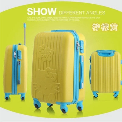 24 Inch Women Luggage Travel Bags Trolley,Abs Trolley Case,Girl Hello Kitty Travel Suitcase,