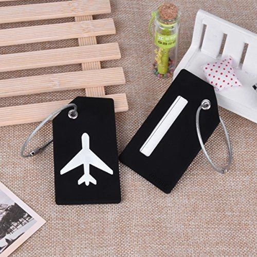 2Pcs Black Silicon Travel Luggage Tags Suitcase Luggage Bag Tags, Travel Airlines Baggage Id Name