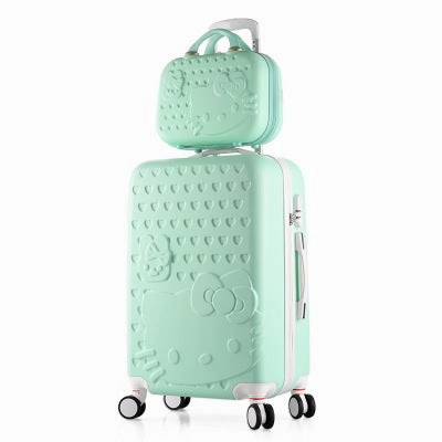 2Pcs/Set Lovely 14" Girl Cosmetic Bag Hello Kitty 20/22/24/28 Inch  Students Trolley Case Travel