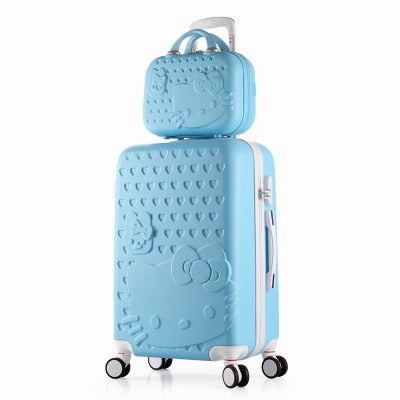 2Pcs/Set Lovely 14" Girl Cosmetic Bag Hello Kitty 20/22/24/28 Inch  Students Trolley Case Travel