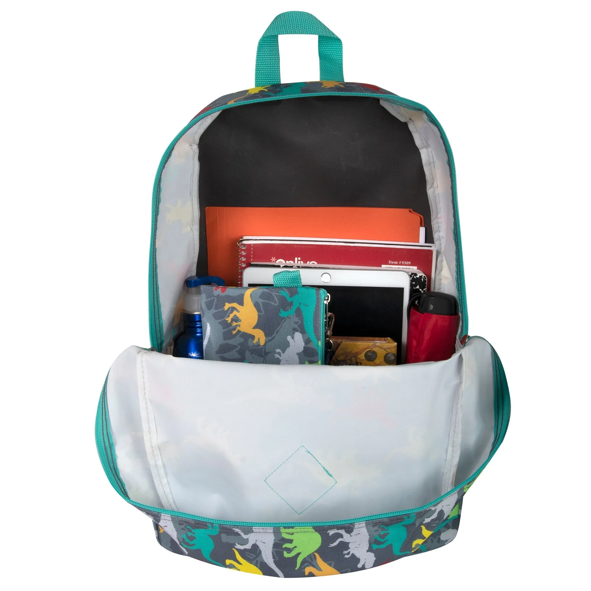 3 In 1 Dino Themed 17 Inch Backpack With Lunch Bag & Pencil Case