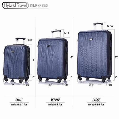3 PC Luggage Set Durable Lightweight Hard Case pinner Suitecase -LUG3-LY71-NAVY
