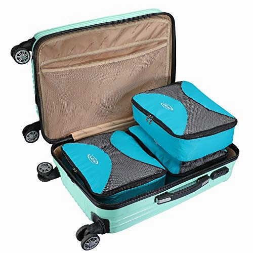 3pcs Set Packing Cubes, G4Free Luggage Packing Organizers Accessories Bags For Travel (3pcs:Blue)