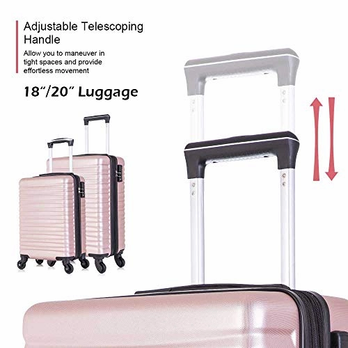 4 Piece Luggage Sets, Expandable Hardshell ABS Luggage Sets with TSA Lock Spinner Wheels Travel Suitcases Set (4 PCS, TSA Lock Expandable, Rose Gold)