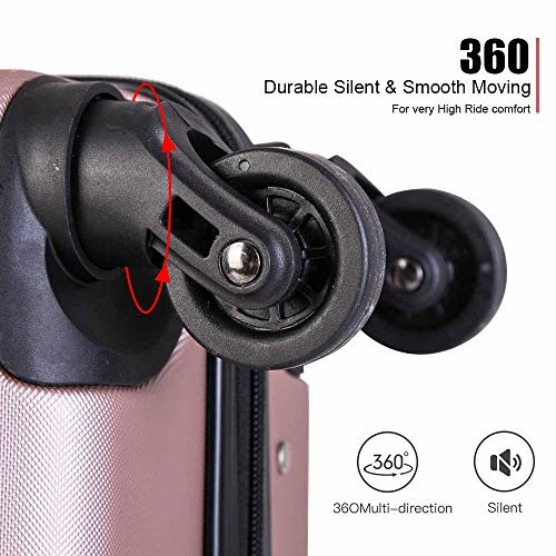 4 Piece Luggage Sets, Expandable Hardshell ABS Luggage Sets with TSA Lock Spinner Wheels Travel Suitcases Set (4 PCS, TSA Lock Expandable, Rose Gold)