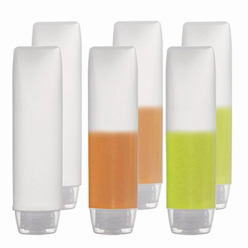 6-Pack Travel Size Plastic Squeeze Bottles for Liquids, 30ml/1oz TSA Approved Makeup Toiletry Cosmetic Containers