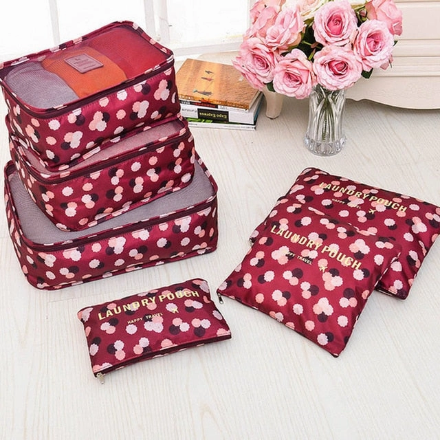 6 Pcs/ set High Quality Oxford Mesh Cloth Travel Bag Organizer Luggage Packing Cube  Organizer