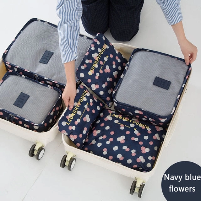 6 Pcs/ set High Quality Oxford Mesh Cloth Travel Bag Organizer Luggage Packing Cube  Organizer