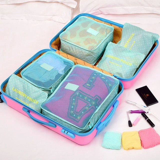 6 Pcs/ set High Quality Oxford Mesh Cloth Travel Bag Organizer Luggage Packing Cube  Organizer