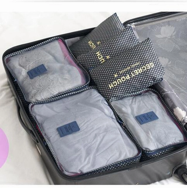 6 Pcs/ set High Quality Oxford Mesh Cloth Travel Bag Organizer Luggage Packing Cube  Organizer