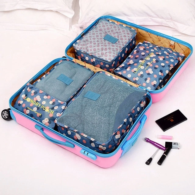 6 Pcs/ set High Quality Oxford Mesh Cloth Travel Bag Organizer Luggage Packing Cube  Organizer