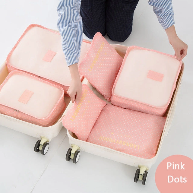6 Pcs/ set High Quality Oxford Mesh Cloth Travel Bag Organizer Luggage Packing Cube  Organizer