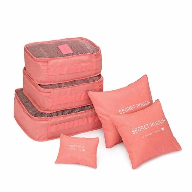 6 Pcs/Set Nylon Travel Bag Packing Cubes Set Organizer Luggage Bags Large Capacity Travel Hand