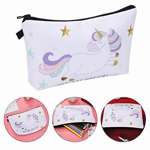 6 Pieces Makeup Bag Toiletry Pouch Waterproof Cosmetic Bag with Zipper Travel Packing Bag 8.7 x 5.3 Inch Small Cosmetic Bag Accessory Organizer for Women and Men (Unicorn Style)