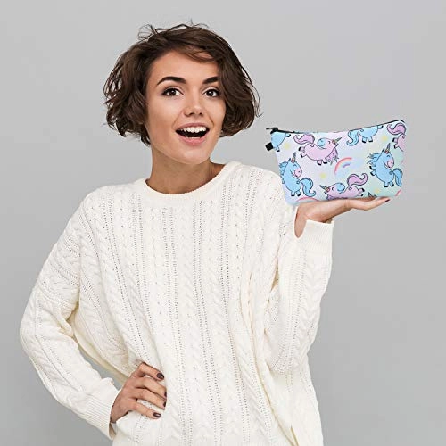 6 Pieces Makeup Bag Toiletry Pouch Waterproof Cosmetic Bag with Zipper Travel Packing Bag 8.7 x 5.3 Inch Small Cosmetic Bag Accessory Organizer for Women and Men (Unicorn Style)