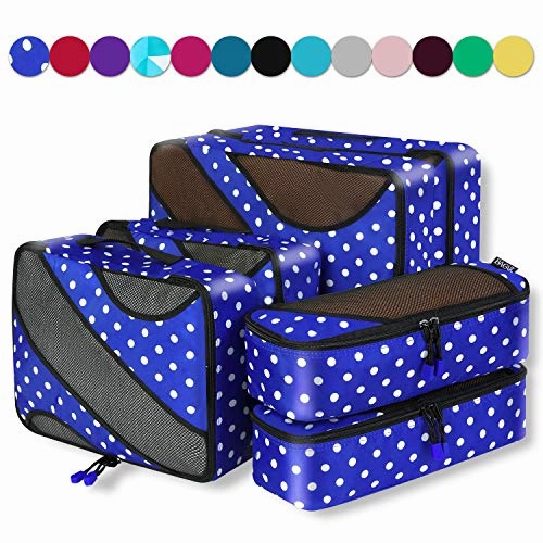 6 Set Packing Cubes,3 Various Sizes Travel Luggage Packing Organizers (Dot)