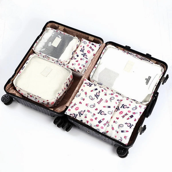 6pcs Packing Cubes Travel Bags Set Unisex Clothing Cosmetics Shoes Data line Sorting Organizer