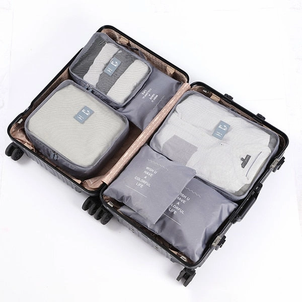 6pcs Packing Cubes Travel Bags Set Unisex Clothing Cosmetics Shoes Data line Sorting Organizer