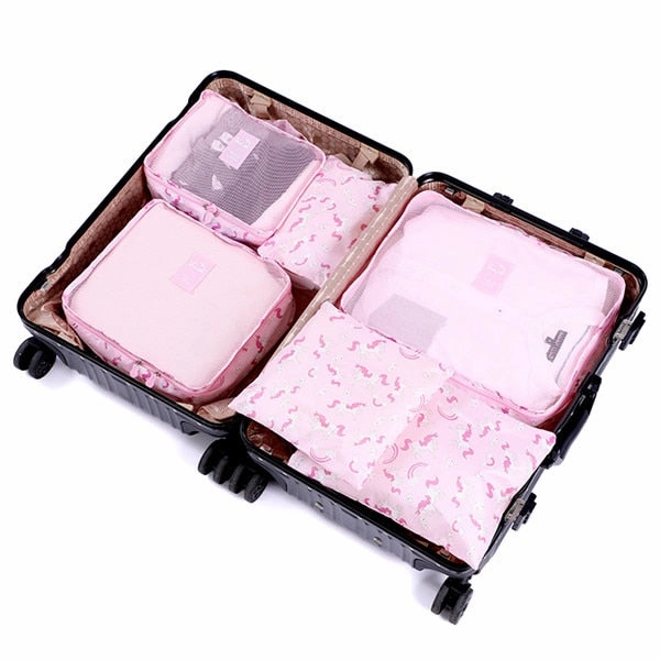 6pcs Packing Cubes Travel Bags Set Unisex Clothing Cosmetics Shoes Data line Sorting Organizer
