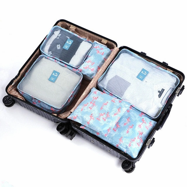 6pcs Packing Cubes Travel Bags Set Unisex Clothing Cosmetics Shoes Data line Sorting Organizer