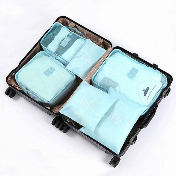 6pcs Packing Cubes Travel Bags Set Unisex Clothing Cosmetics Shoes Data line Sorting Organizer