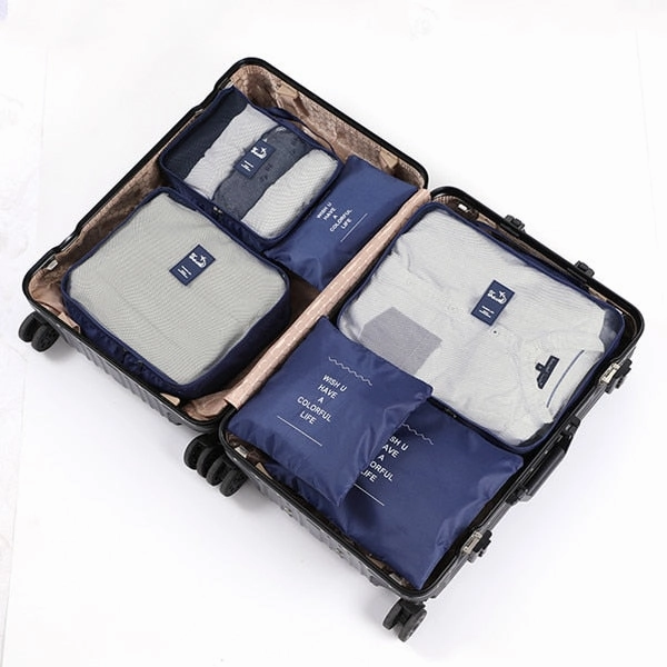 6pcs Packing Cubes Travel Bags Set Unisex Clothing Cosmetics Shoes Data line Sorting Organizer