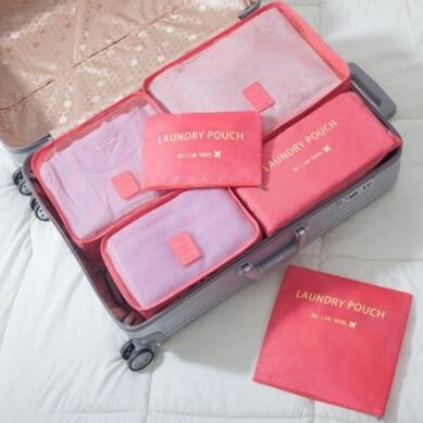 6Pcs/Set High Quality Nylon Cloth Travel Mesh Bag Luggage Organizer Packing Cube Organiser Travel
