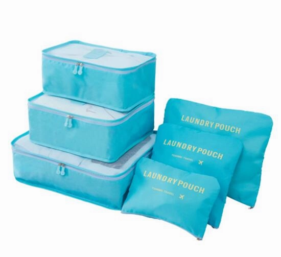 6Pcs/Set Nylon Packing Cube Large Capacity Double Zipper Waterproof Bag Luggage Clothes Tidy