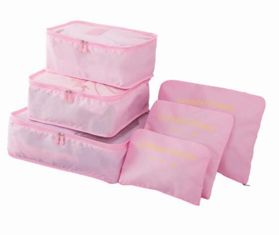 6Pcs/Set Nylon Packing Cube Large Capacity Double Zipper Waterproof Bag Luggage Clothes Tidy