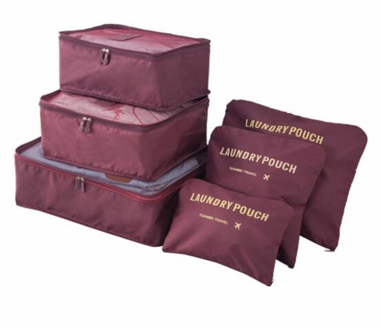 6Pcs/Set Nylon Packing Cube Large Capacity Double Zipper Waterproof Bag Luggage Clothes Tidy