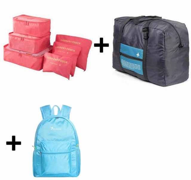 6pcs/set Plus Travel Handbags Travel Bags Pack Men and Women Luggage Travel Bags Packing Cubes
