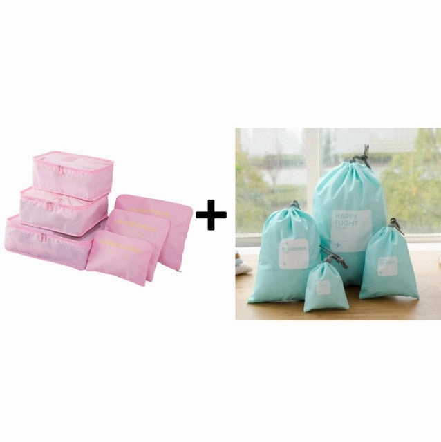 6pcs/set Plus Travel Handbags Travel Bags Pack Men and Women Luggage Travel Bags Packing Cubes