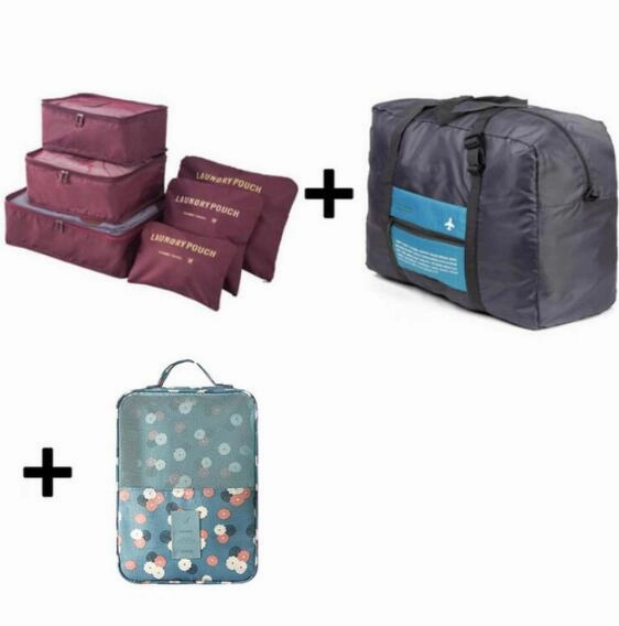 6pcs/set Plus Travel Handbags Travel Bags Pack Men and Women Luggage Travel Bags Packing Cubes