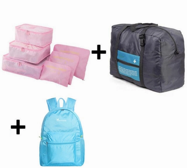 6pcs/set Plus Travel Handbags Travel Bags Pack Men and Women Luggage Travel Bags Packing Cubes
