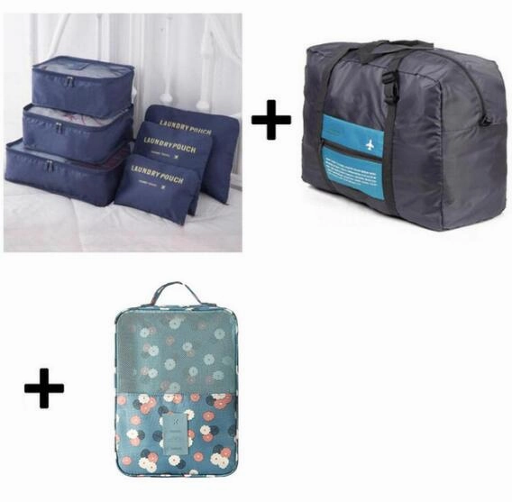 6pcs/set Plus Travel Handbags Travel Bags Pack Men and Women Luggage Travel Bags Packing Cubes