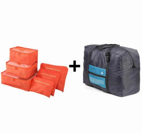 6pcs/set Plus Travel Handbags Travel Bags Pack Men and Women Luggage Travel Bags Packing Cubes