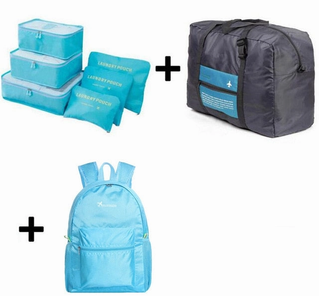 6pcs/set Plus Travel Handbags Travel Bags Pack Men and Women Luggage Travel Bags Packing Cubes