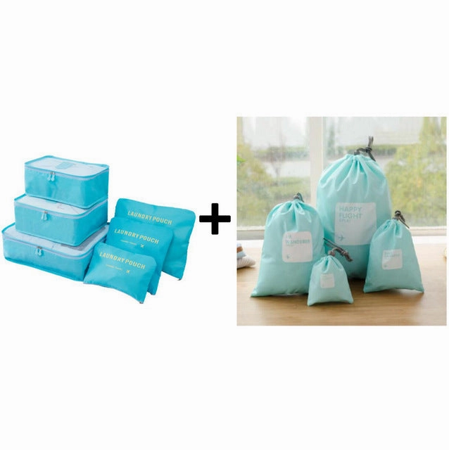 6pcs/set Plus Travel Handbags Travel Bags Pack Men and Women Luggage Travel Bags Packing Cubes