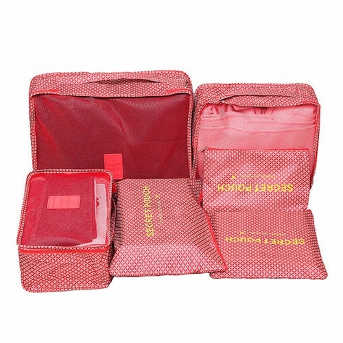 6Pcs Travel Clothes Storage Bags Shoes Toiletry Luggage Suitcase Organizer Set Cosmetic Wardrobe