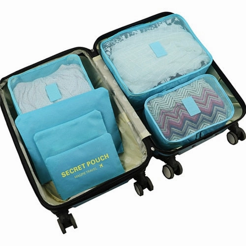 6Pcs Travel Clothes Storage Bags Shoes Toiletry Luggage Suitcase Organizer Set Cosmetic Wardrobe