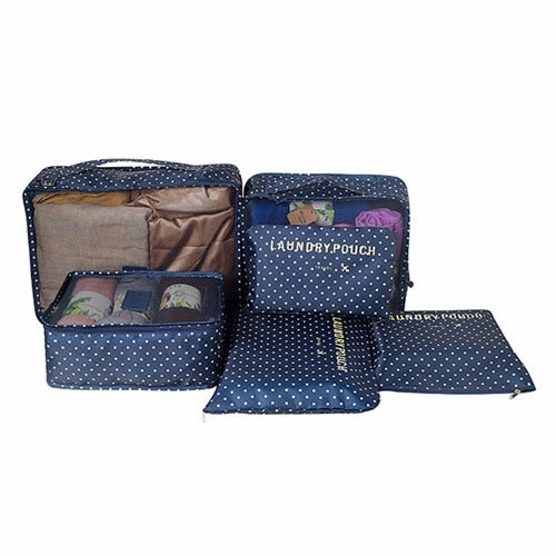 6Pcs Travel Clothes Storage Bags Shoes Toiletry Luggage Suitcase Organizer Set Cosmetic Wardrobe